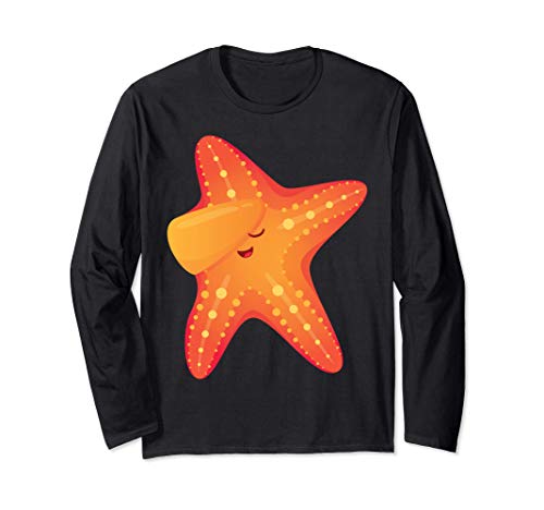 Dabbing divertido estrella de mar naranja - Starfish Manga Larga