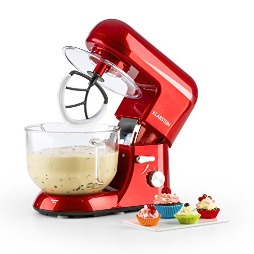 Klarstein - Bella Rossa 2G, Robot de Cocina, Mezcla, Amasadora, Batidora, 1200W, 2,5 a 5,2 L, Bol Cristal, 6 velocidades, Función Pulso, Sistema de Mezcla planetaria, Gancho amasar, Rojo Klarstein - Bella Rossa 2G, Robot de Cocina, Mezcla, Amasadora, Batidora, 1200W, 2,5 a 5,2 L, Bol Cristal, 6 velocidades, Función Pulso, Sistema de Mezcla planetaria, Gancho amasar, Rojo