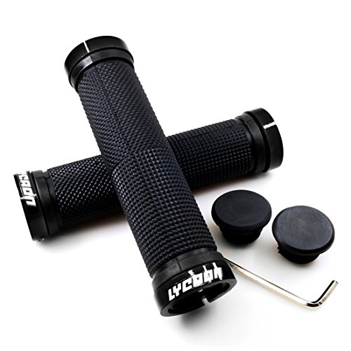 LYCAON Puños para Bicicletas de Montaña Bicicleta Manillar Apretones Doble Cierre Mango para Bicicleta Triciclo Silla de Ruedas MTB BMX (Negro, General End Caps) LYCAON Puños para Bicicletas de Montaña Bicicleta Manillar Apretones Doble Cierre Mango para Bicicleta Triciclo Silla de Ruedas MTB BMX (Negro, General End Caps)