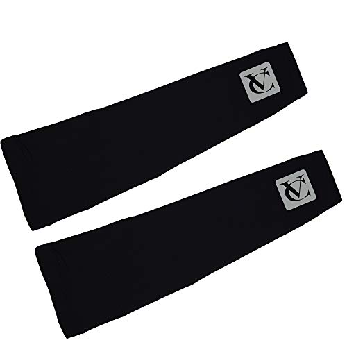 VeloChampion Thermo Tech Lite Calentadores de Brazos para Ciclismo - Negros Arm Warmers (Black, Medium)