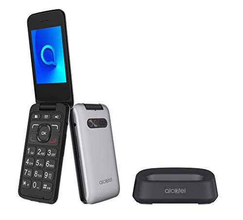 Alcatel 3026 - Teléfono móvil de fácil uso con tapa y base para cargar, botón SOS, Cámara 2MP con flash, teclas grandes, Plateado Alcatel 3026 - Teléfono móvil de fácil uso con tapa y base para cargar, botón SOS, Cámara 2MP con flash, teclas grandes, Plateado