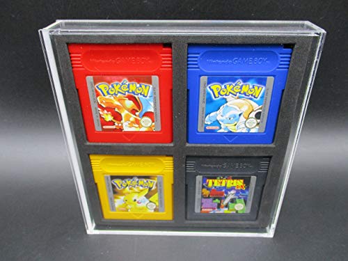 1 funda de juegos Ninodo de acrílico absorbente para gameboy 4 juegos de cassettes apta para Pokemon rojo, amarillo, azul, plata, oro, Mario Donkey Kong Zelda