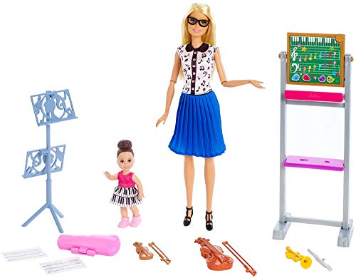 Barbie Quiero Ser Profesora de Música, Muñeca con Muñeca Bebé y Accesorios (Mattel FXP18)