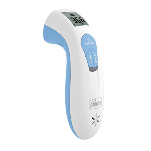 Chicco 9222000000 Thermo Family- Termómetro de infrarrojos con app movil para fiebre u objetos, medición 1 segundo, memorias y alarma, color azul