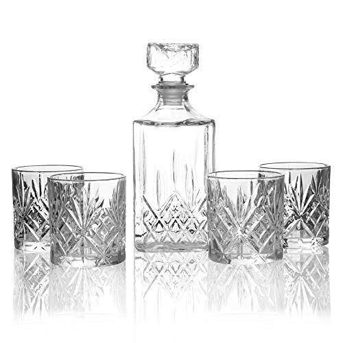 Juego de 4 vasos de vaso y decantador de whisky | Vasos y Decantadores | Juegos de vasos de whisky | Jarra y decantador de alta calidad | Idea de regalo de alcohol | M&W Juego de 4 vasos de vaso y decantador de whisky | Vasos y Decantadores | Juegos de vasos de whisky | Jarra y decantador de alta calidad | Idea de regalo de alcohol | M&W