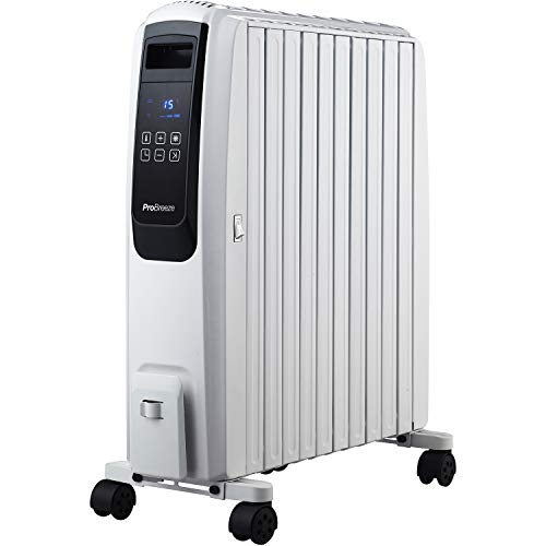 Pro Breeze Digital Radiador de Aceite 2500W - 10 Elementos, 4 Configuraciones de Calor, Temporizador y Termostato
