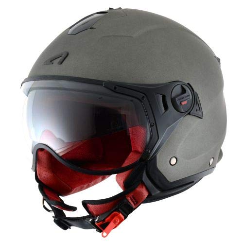Astone Helmets - MINIJET S SPORT monocolor - Casque jet compact - Casque de moto look sport - Casque de scooter mixte - Casque en polycarbonate - Matt titanium M