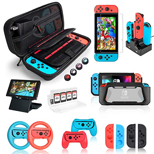 Kit de Accesorios 18 en 1para Nintendo Switch, con Protector de Pantalla, Soporte para Juegos, Tapa del Interruptor, Tapa del Joystick, protección del Cargador para Joy-con Joystick Kit de Accesorios 18 en 1para Nintendo Switch, con Protector de Pantalla, Soporte para Juegos, Tapa del Interruptor, Tapa del Joystick, protección del Cargador para Joy-con Joystick