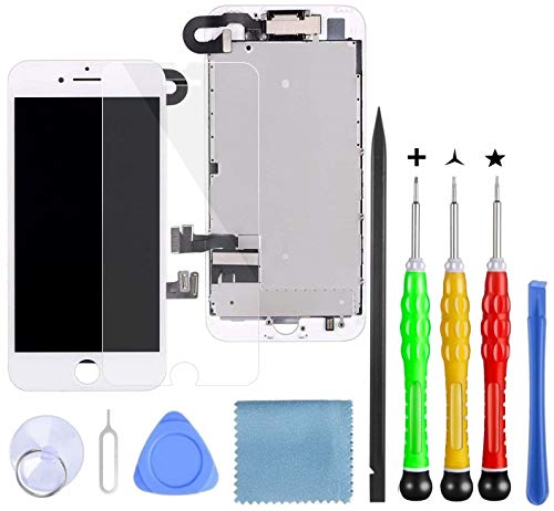 LanSupp Pantalla para iPhone 7 Plus Blanco, Táctil LCD Reemplazo con Cámara Frontal, Sensor de proximidad, Altavoz y Kit de reparación