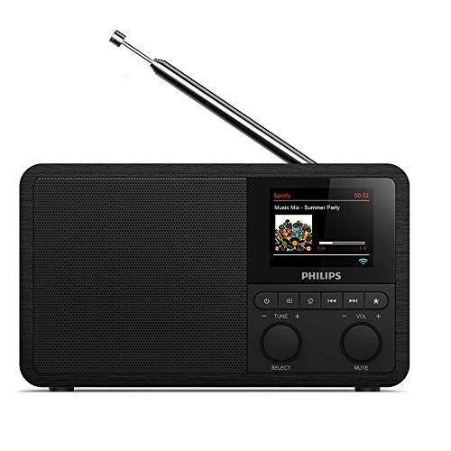 Philips Audio Radio Internet PR802/12 Dab+ Internet Radio (Bluetooth, Dab+, Temporizador, Alarma Dual, Conexión con Spotify), Color Negro