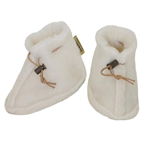 SamWo – Zapatos para bebé 100% naturales de lana de oveja, con cierre rápido blanco naturaleza Talla:M