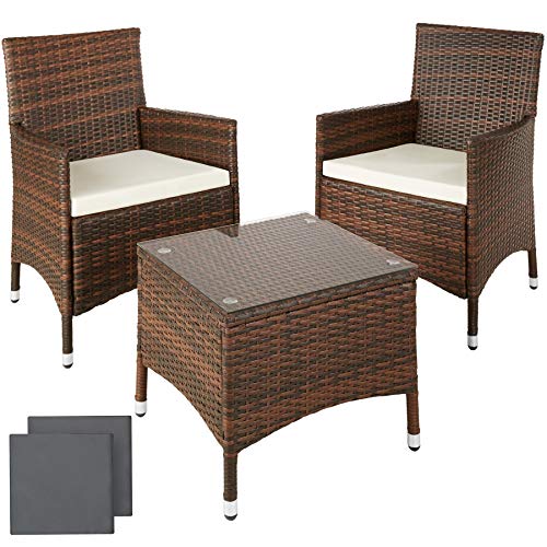 TecTake Conjunto muebles de Jardín en Aluminio y Poly Ratan Sintetico negro 2 plazas, 2 sillones, 1 mesa baja + 2 Set de fundas intercambiables, tornillos de acero inoxidable TecTake Conjunto muebles de Jardín en Aluminio y Poly Ratan Sintetico negro 2 plazas, 2 sillones, 1 mesa baja + 2 Set de fundas intercambiables, tornillos de acero inoxidable