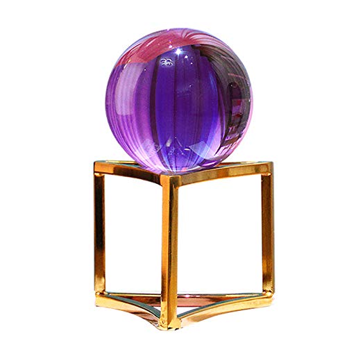 ALXDR K9 cristalino Claro púrpura Bola de 110 mm (4,3 Pulgadas) como Plaza de Oro del Soporte del Metal, Magic Glass Sphere para la decoración, la Bola de fotografía y la adivinación de Bolas