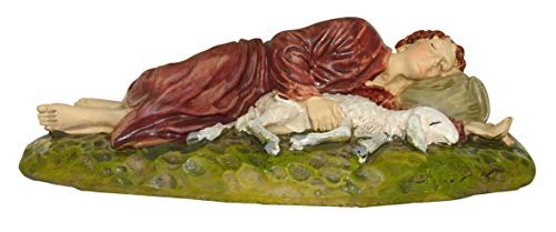 Figuras Belén: pastor durmiendo con oveja colección Martino Landi para pesebre de 12 cm