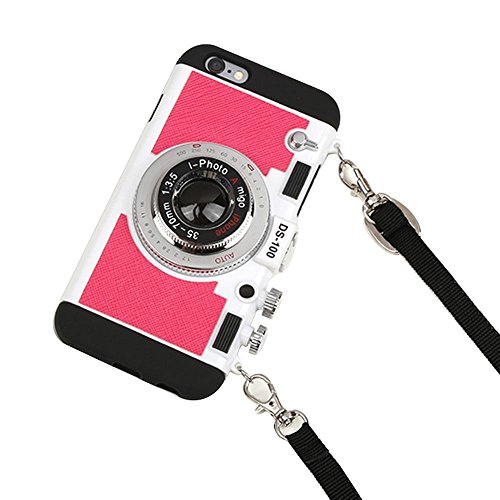 iPhone 5 caso, iPhone 8 (caso, 3d diseño único funda para cámara PC + silicona a prueba de golpes híbrida funda con correa larga cuerda iPhone 5 caso, iPhone 8 (caso, 3d diseño único funda para cámara PC + silicona a prueba de golpes híbrida funda con correa larga cuerda