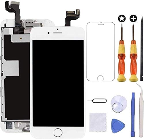 Brinonac Pantalla para iPhone 6s, 4.7" Pantalla Táctil LCD con botón de Inicio,Cámara Frontal, Sensor de proximidad, Altavoz, ensamblaje de Marco digitalizador y Kit de reparación (Blanco)