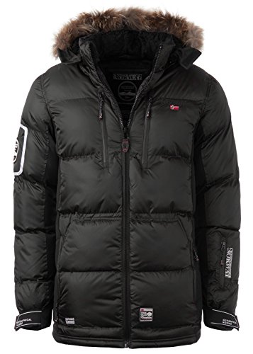 Geographical Norway – Chaqueta de plumas, chaqueta de invierno exterior, chaqueta funcional para hombre negro/negro S