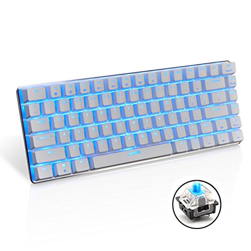Teclado mecánico AK33 de Lexon tech, teclado para juegos con cable USB con retroiluminación LED azul, teclado compactos de 82 teclas, interruptores azul , mecanógrafos y jugadores de juegos (blanco) Teclado mecánico AK33 de Lexon tech, teclado para juegos con cable USB con retroiluminación LED azul, teclado compactos de 82 teclas, interruptores azul , mecanógrafos y jugadores de juegos (blanco)
