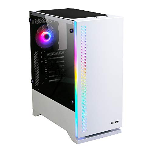 Zalman S5 Blanco - Caja Media Torre con Ventana Lateral de Cristal Templado e iluminación RGB (Categoría: Caja de PC)