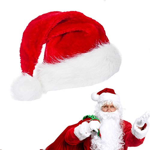 AFASOES Gorro de Navidad para Adulto Sombreros Rojo de Santa Claus Sombrero Papa Noel Gorro Navideño Gorros de Papa Noel Gorro de Santa Suave y Cómodo, Talla Única