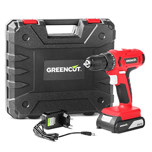 GREENCUT TD210L - Taladro atornillador perforador inalámbrico de batería de litio 21V, Herramienta 2 en 1 con luz LED iluminación punto de trabajo