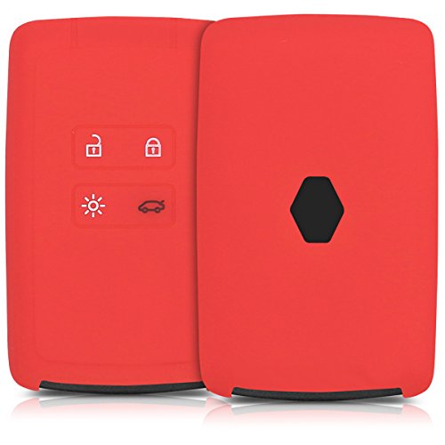 kwmobile Funda de Silicona Compatible con Renault Llave de Coche Smart Key de 4 Botones (Solo Keyless Go) - Carcasa Suave de Silicona - Case Mando de Auto Rojo