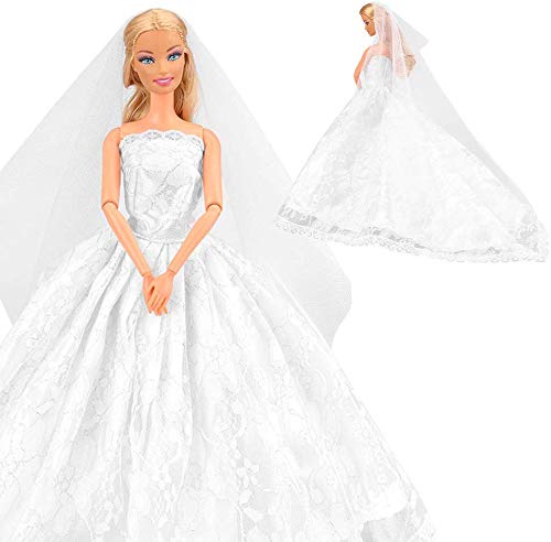 Miunana 1 Vestido de Novia con 1 Velo Vestir Ropa Boda Accesorios como Regalo para 11.5 Pulgadas 28 - 30 CM Muñeca - Blanco Miunana 1 Vestido de Novia con 1 Velo Vestir Ropa Boda Accesorios como Regalo para 11.5 Pulgadas 28 - 30 CM Muñeca - Blanco