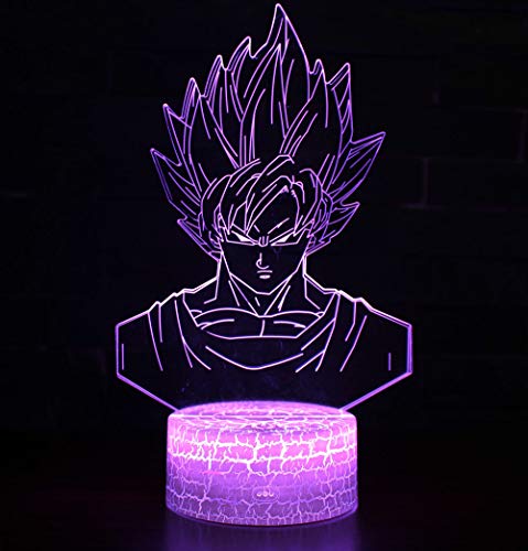 3D Lámpara óptico Illusions Luz Nocturna, CKW 7 Colores Cambio de Botón Táctil y Cable USB para Cumpleaños, Navidad Regalos de Mujer Bebes Hombre Niños Amigas (Dragon ball 6)