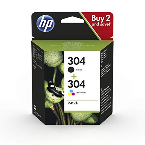 HP 304 3JB05AE - Pack de 2 Cartuchos de Tinta Originales Negro y Tricolor, compatible con impresoras de inyección de tinta HP DeskJet 2620, 2630, 3720, 3730, 3750, 3760, HP Envy 5010, 5020, 5030 HP 304 3JB05AE - Pack de 2 Cartuchos de Tinta Originales Negro y Tricolor, compatible con impresoras de inyección de tinta HP DeskJet 2620, 2630, 3720, 3730, 3750, 3760, HP Envy 5010, 5020, 5030