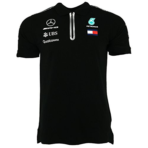 Mercedes AMG Petronas - Polo para Hombre Mercedes Amg Men 2018, Color Negro, Hombre, Mercedes AMG - Polo para Hombre, Color Negro, Negro, Medium