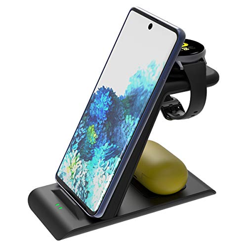 Aimtel - Cargador inalámbrico 3 en 1,estación de carga inalámbrica para Galaxy Watch/Phone/Buds(+,Live),para S20/S10/S9/Note 20/10/9,Galaxy Watch 3 41/45mm/42/46 mm/Active 1,2/Gear S3 Aimtel - Cargador inalámbrico 3 en 1,estación de carga inalámbrica para Galaxy Watch/Phone/Buds(+,Live),para S20/S10/S9/Note 20/10/9,Galaxy Watch 3 41/45mm/42/46 mm/Active 1,2/Gear S3