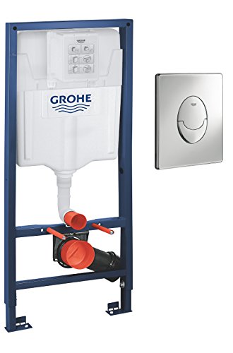Grohe 38763001 38763001-Rapid SL Set 2 en 1, Cisterna empotrada con pulsador Skate Air, para Inodoro de Pared, 1, 13 m, Cromo, 1,13 m