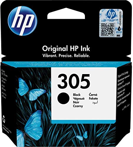 HP 305 3YM61AE, Negro, Cartucho Original de Tinta, Compatible con impresoras de inyección de Tinta HP DeskJet Serie 2700, 4100, Envy Serie 6020, 6030, 6420, 6430