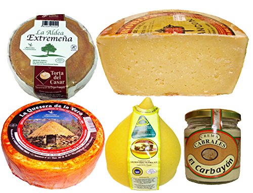 Lote de Quesos Surtidos, Puro de Oveja, Torta del Casar, Puro de Cabra, Tetilla y Crema de Cabrales. Lote de Quesos Surtidos, Puro de Oveja, Torta del Casar, Puro de Cabra, Tetilla y Crema de Cabrales.