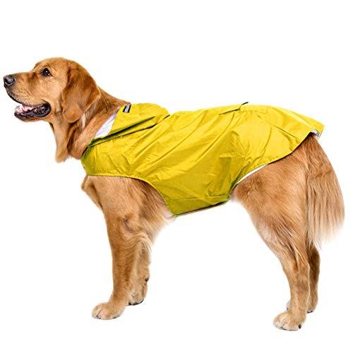 Bwiv Impermeable Chubasquero para Perros Grandes con Capucha Ajustable Ultra-Light Transpirable Impermeable para Mascotas Perros con Banda Reflectante Talla 3XL-5XL (4XL, Amarillo) Bwiv Impermeable Chubasquero para Perros Grandes con Capucha Ajustable Ultra-Light Transpirable Impermeable para Mascotas Perros con Banda Reflectante Talla 3XL-5XL (4XL, Amarillo)