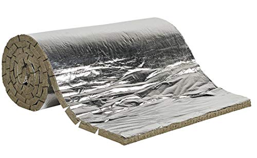 Futurazeta – Aislamiento de altas temperaturas, colchón ignífugo para revestimiento de chimeneas, grosor 25 mm. Fieltro de lana de roca + aluminio
