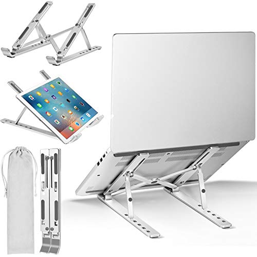 ivoler Soporte Portátil Mesa 6 Ángulos Ajustables, Aleación de Aluminio, Soporte Ordenador Portatil Ventilado Plegable para 10-15.6”Macbook, DELL, Chrome, Otros Portátiles y Tableta - Plata