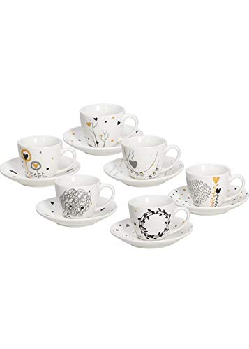 Tognana IR685345563 - Juego de 6 tazas de café con plato (porcelana)