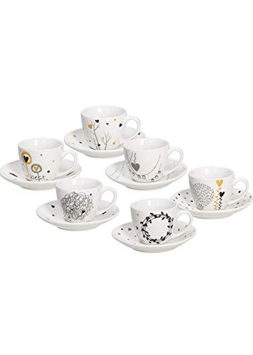 Tognana IR685345563 - Juego de 6 tazas de café con plato (porcelana) Tognana IR685345563 - Juego de 6 tazas de café con plato (porcelana)