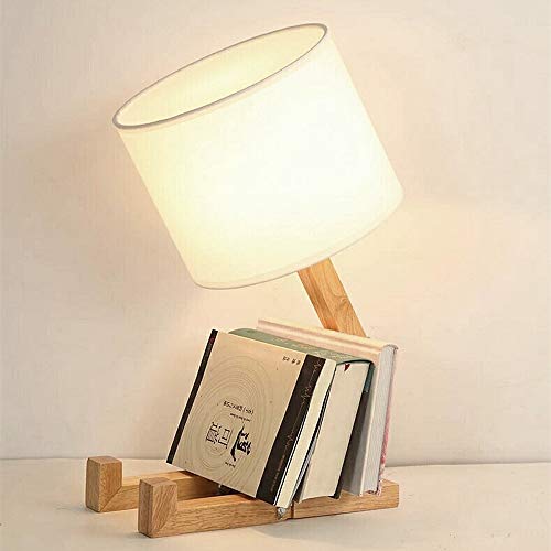 ELINKUME® Creativo robot lámpara de escritorio, ajustable libro estante madera lámpara de noche con pantallas de tela E27 tornillo para niños dormitorio oficina sala de estar iluminación decorativa ELINKUME® Creativo robot lámpara de escritorio, ajustable libro estante madera lámpara de noche con pantallas de tela E27 tornillo para niños dormitorio oficina sala de estar iluminación decorativa