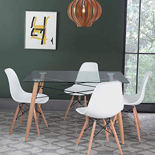 IPOTIUS Mesa de Cristal Comedor Rectangular,Mesa de Cocina Vidrio Nórdica,Patas de Madera,110x70x75cm IPOTIUS Mesa de Cristal Comedor Rectangular,Mesa de Cocina Vidrio Nórdica,Patas de Madera,110x70x75cm