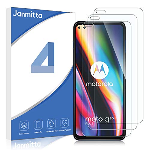 Janmitta - Protector de pantalla para Motorola Moto G 5G Plus (3 unidades), vidrio templado de alta definición 9H [ultrafino] [antiburbujas] con protector de pantalla con Motorola Moto G 5G Plus