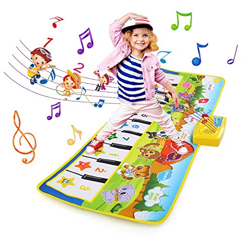 NEWSTYLE Alfombra Musical, Musical Tapete para Bebé, Teclado Alfombra de Piano de Suelo, 8 Instrumentos Sonido Baile Tapete Mat Musical Educativo Juguete para Niños Niño Niña (100 * 36 cm)