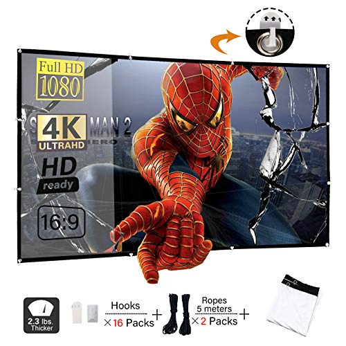 Dawoo Pantalla De Proyector, 100 Pulgadas 16: 9 HD 4K Pantalla De Proyector Portátil Plegable Antiarrugas para Proyección Frontal y Posterior De Cine En Casa Interiores y Exteriores Dawoo Pantalla De Proyector, 100 Pulgadas 16: 9 HD 4K Pantalla De Proyector Portátil Plegable Antiarrugas para Proyección Frontal y Posterior De Cine En Casa Interiores y Exteriores