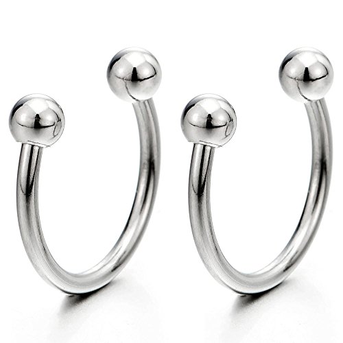2 Medio Aro Pendientes del Aro, Pendientes para Hombres Mujer, Acero Inoxidable, Cierre Tornillo 2 Medio Aro Pendientes del Aro, Pendientes para Hombres Mujer, Acero Inoxidable, Cierre Tornillo