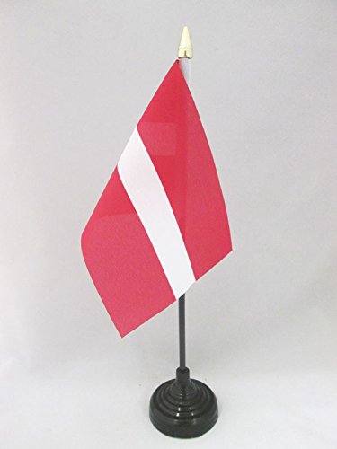 AZ FLAG Bandera de Mesa de Letonia 15x10cm - BANDERINA de DESPACHO LETÓNA 10 x 15 cm Punta Dorada