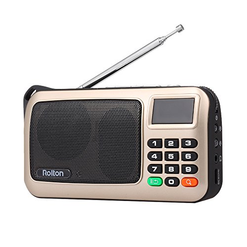 Docooler Rolton W405 FM Radio Digital Portátil USB con Cable Equipo Altavoz Receptor estéreo HiFi con Linterna LED Pantalla Soporte TF Música Play