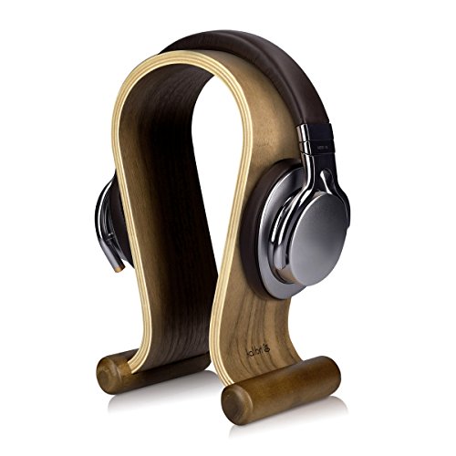 kalibri Soporte de Madera para Auriculares - Base Universal para Cascos Antideslizante - Sujeción Headset diseño en Madera de Nogal