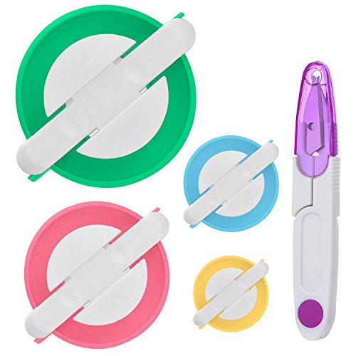 Kit de herramientas para hacer pompones, 4 tamaños diferentes, para hacer pompones, para hacer bolas, tejer, manualidades, tejer lana, tejer, hacer punto, con tijeras para cortar hilos Kit de herramientas para hacer pompones, 4 tamaños diferentes, para hacer pompones, para hacer bolas, tejer, manualidades, tejer lana, tejer, hacer punto, con tijeras para cortar hilos