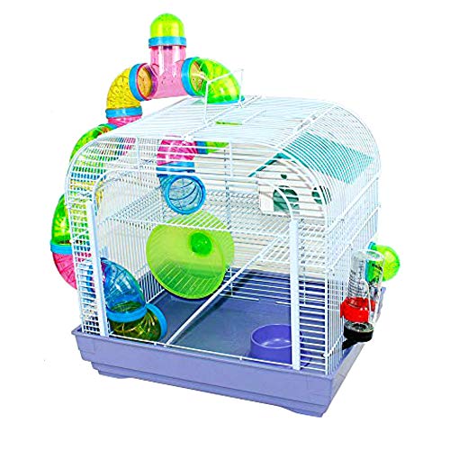 DZL® Jaula para Hamster(39.5X29.5X38CM) Color Azul/Purpura/Rojo se Entrega al Azar,Aviso Importante: el metacrilato Lleva un Protector de Papel Que se Quita!